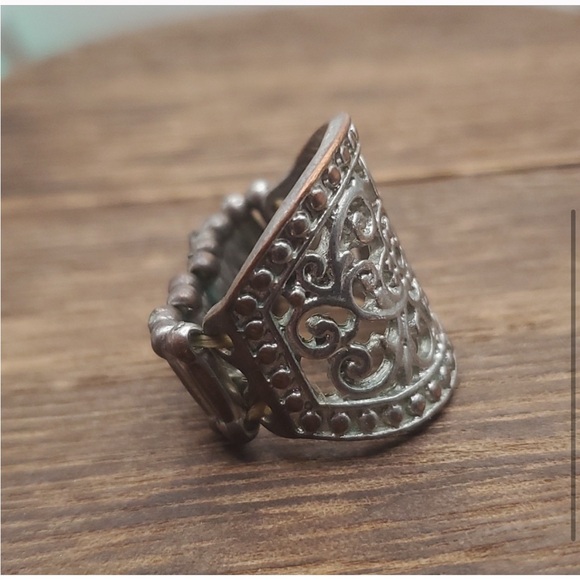 🌀 Aztec stretch‎ silver ring - Picture 2 of 12